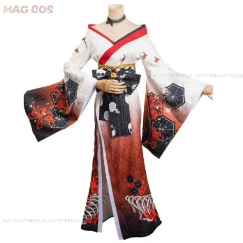 

qq023Anime Chainsaw Cosplay Costume Hyakkiyakou‘s Shutendoji Japanese Kimono Bathrobe Makima Wig Woman Sexy Halloween Sui