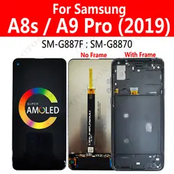 Super AMOLED A8s LCD For SAMSUNG Galaxy A9 Pro 2019 LCD With Frame SM-G887F G8870 Display Digitizer Screen Touch Sensor Assembly