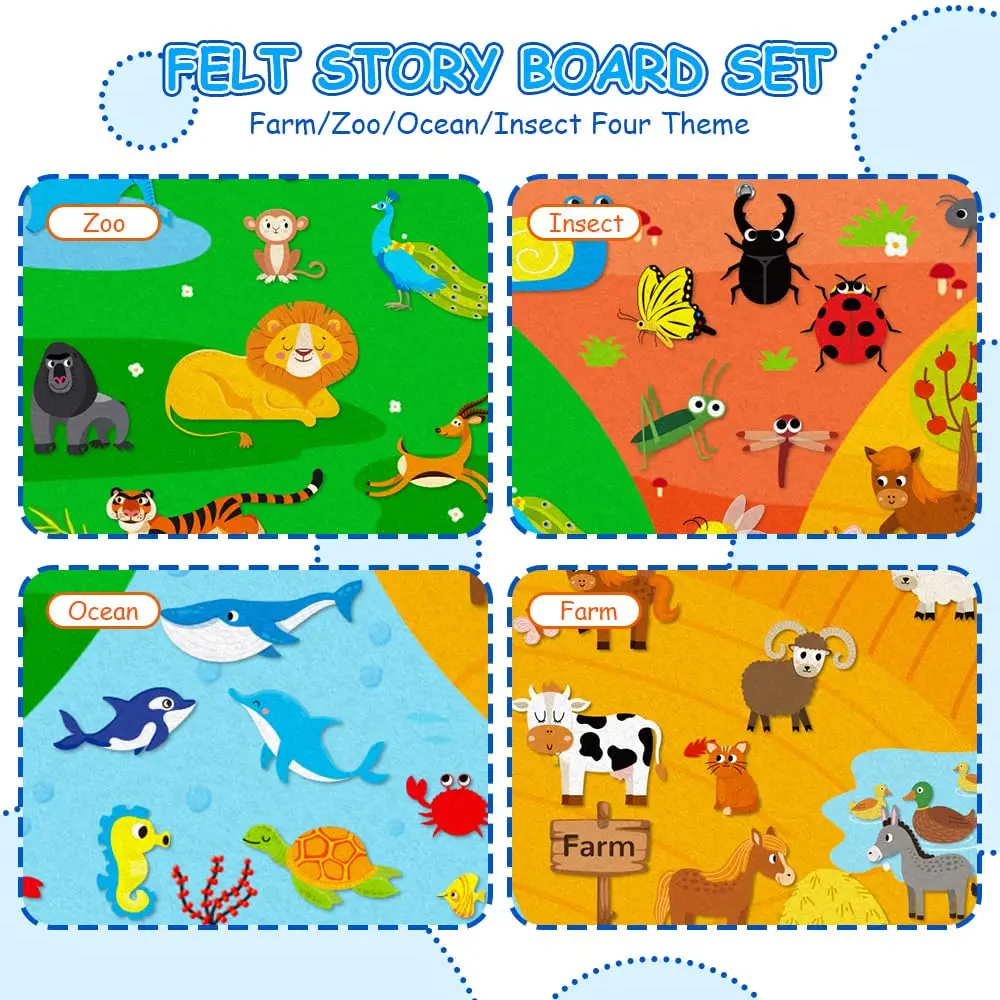 My Daily Calendar,Farm,Transportation Felt Story Board For Toddlers,Preschool Education Storytelling Montessori Toys for Kids