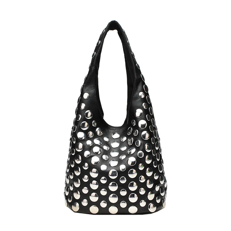 

Designer Women Handbags Luxury Pu Leather Shoulder Crossbody Bags Retro Underarm Bag Fashion Rivet Buckets Bags For Women Purse