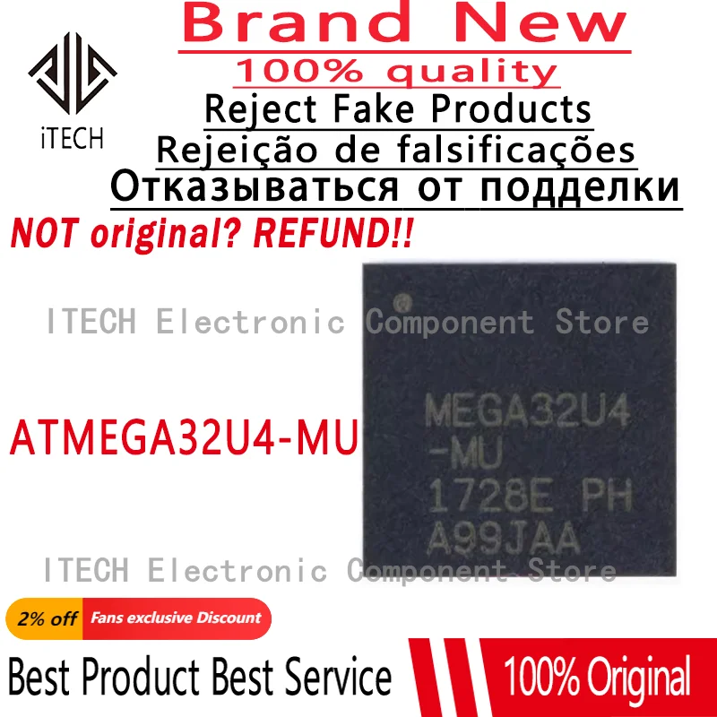 

5pcs/lot Original ATMEGA32U4-MU MEGA32U4-MU QFN-44 Microcontroller Chip 100% New and Genuine