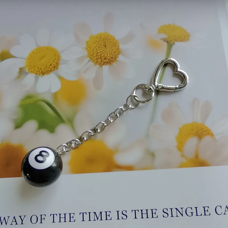 Fashion Creative Billiard Pool Keychain Table Ball Key Ring Lucky Black No.8 Key Chain Resin Ball Jewelry Gift