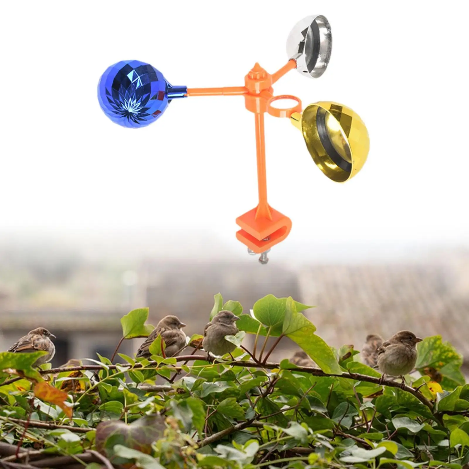 Ahuyentador de Gaviotas, Molino de Viento Giratorio de 360 Grados, Repelente de Aves Reflectante para Exteriores, Huertos, Granjas, Patios Traseros