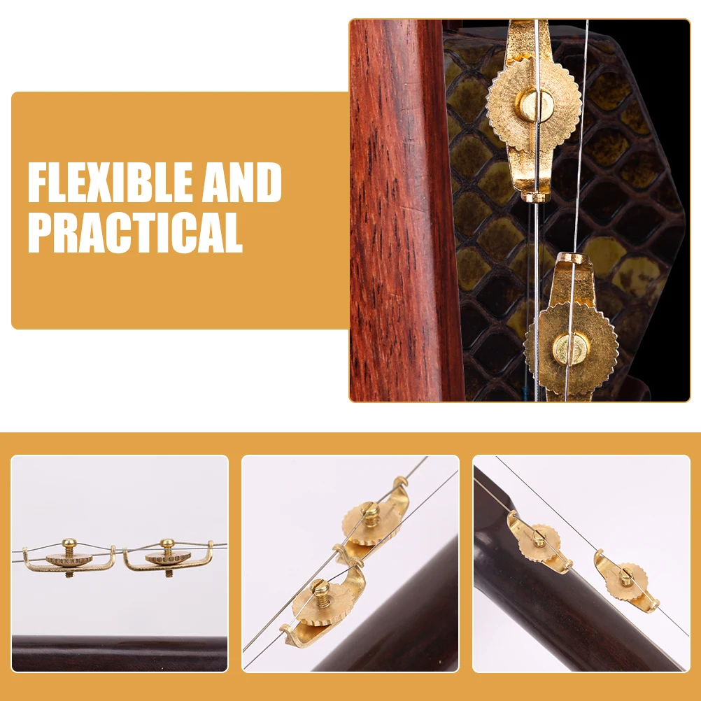 

2pcs Erhu Tuner Copper Metal Tuning Tool Portable Small Violin Tuner Professional Musical Instrument Accessory Durable Flexible