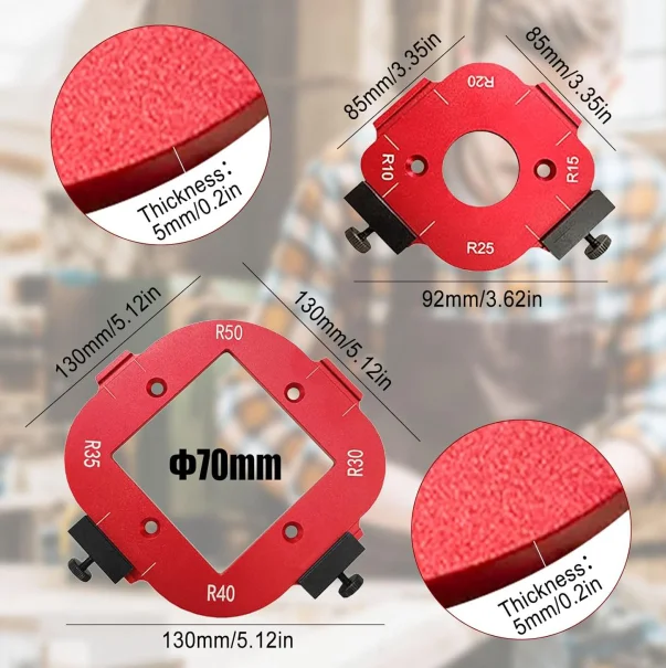 4 In 1 R10-R50 Arc Angle Positioning Template Precise Round Corner Jig Templates Wood Quick-Jig Router DIY For Woodworking Tools