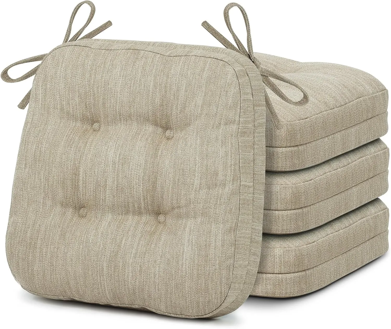 

Dining Chair Cushions Set of 4, Dual-Layer Memory Foam Seat Pads with Ties for Kitchen, 16.5x16.5x3.5in Beige