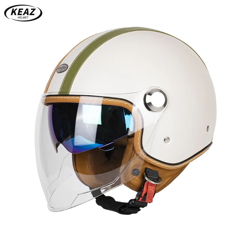 

Мотоциклетный шлем Urban Explorer с двойной полосой 3/4 и открытым лицом, с козырьком и очками, идеально подходит для езды на мотоцикле City Adventure унисекс