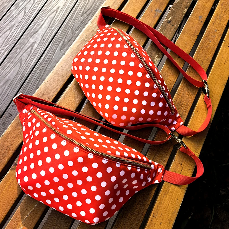 Marsupio rosso a pois per ragazza marsupio da donna marsupio a tracolla impermeabile ovunque borsa da viaggio moda marsupio