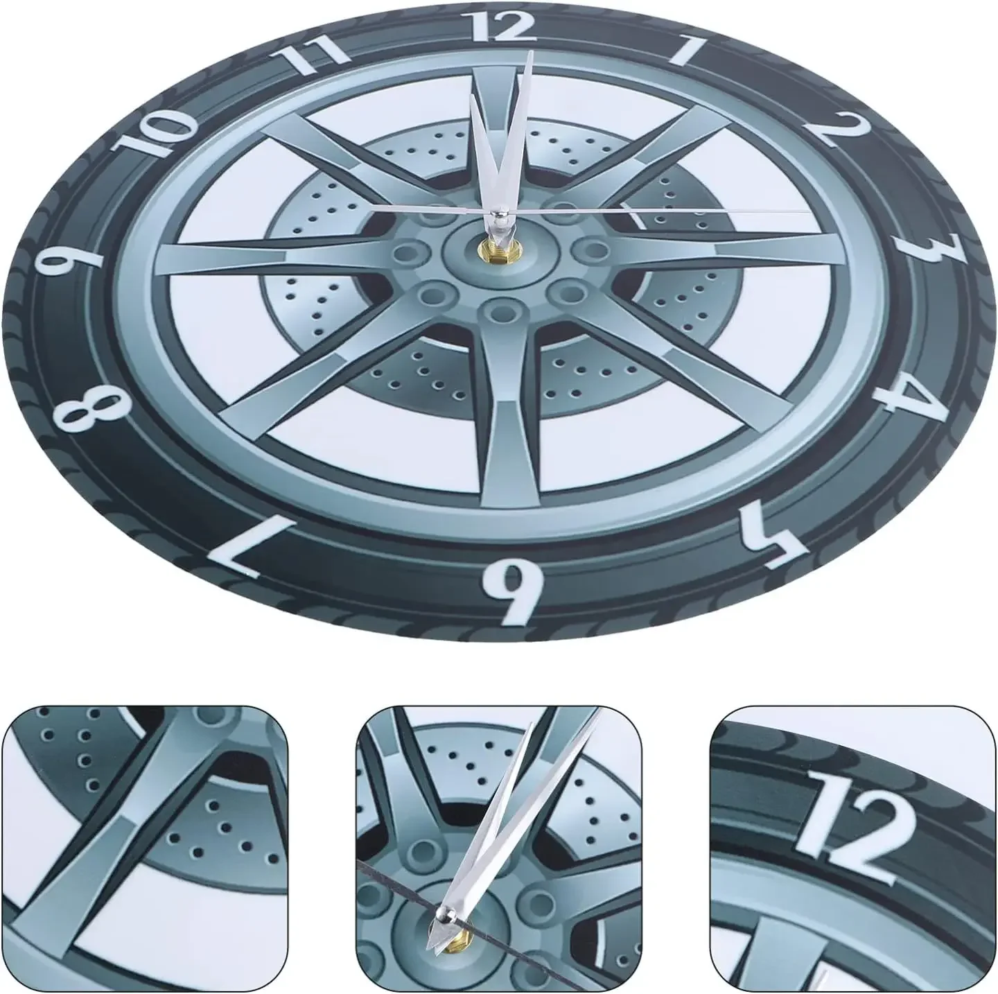 Tire Design Wall Clock Creative Acrylic Car Wheel Hub Silent Clock Repair Garage Wall Decoration Living Room Tire Design Watch