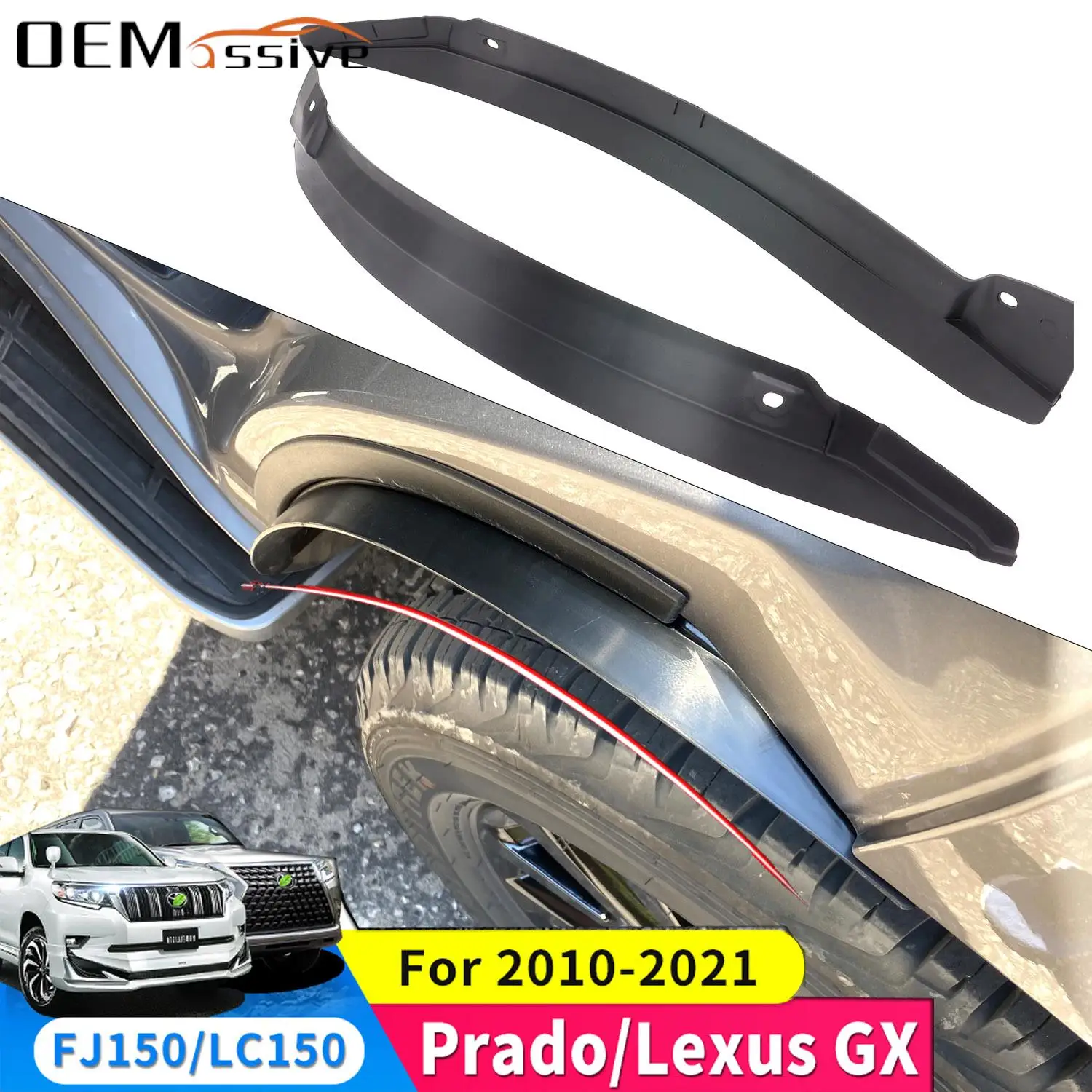 2x Car Rear Wheel Fender Flare Anti Splash Mud Door Guards Flaps For Toyota Land Cruiser Prado 150 Lexus GX 2010 - 2022 Mudguard