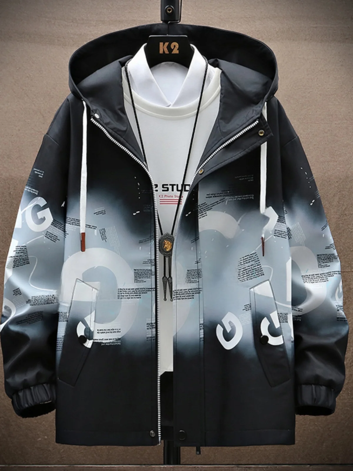 

aduated Color Men's Jaet Spring Autumn Teenage Trendy Brand Versatile Jaet Middle School High School Student Windbreaker