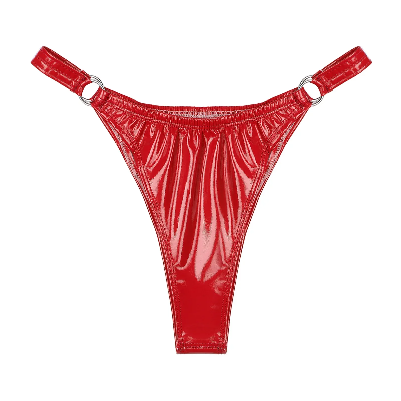 Culottes en cuir PVC pour femmes grandes tailles, boucle en forme de cœur, taille basse, bikinis, strings, sous-vêtements sexy, Ropa Interior Femenina