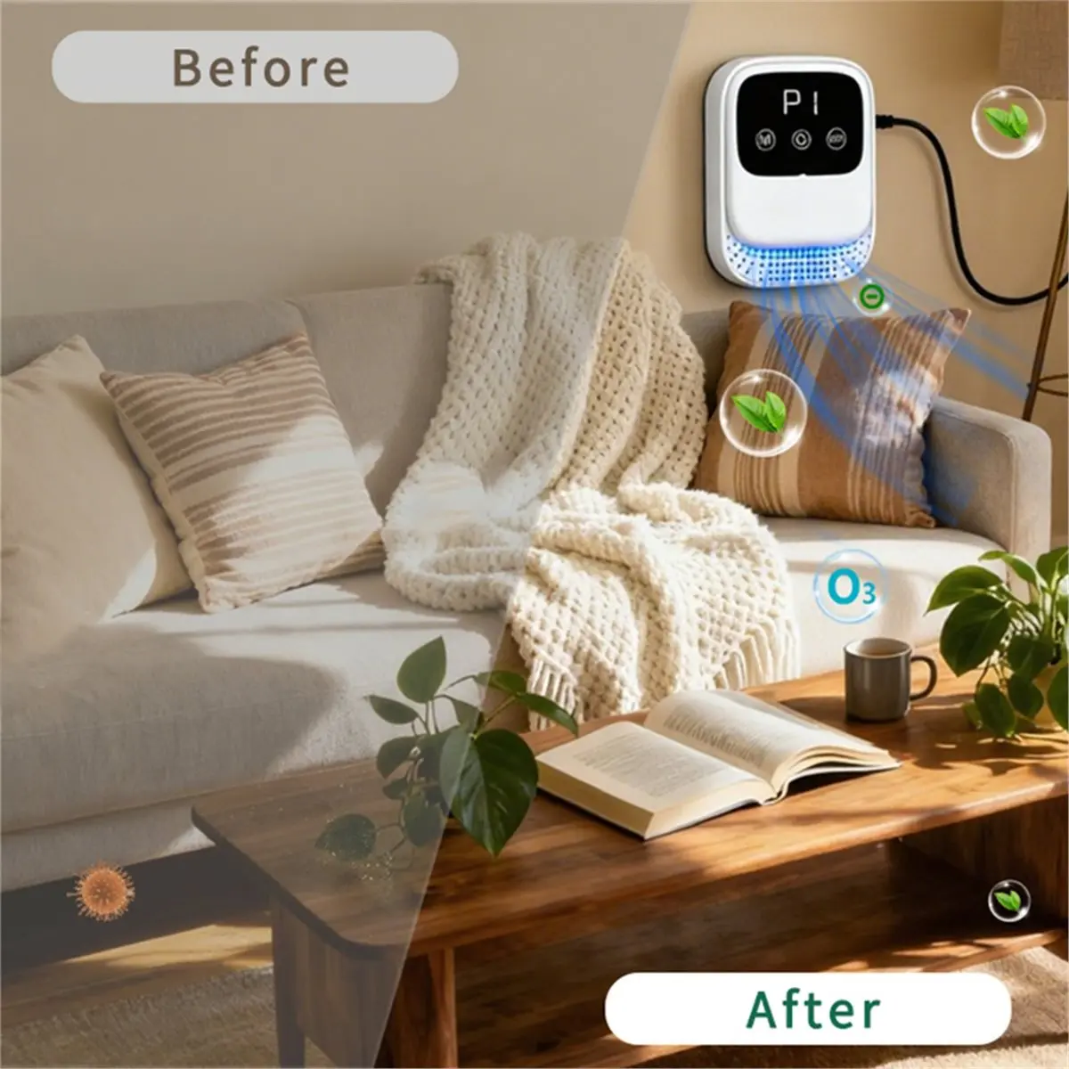 RECOMENDAR】 Odor Eliminator for Cat Litter Deodorizer Dog Poof Odor Removal Air Ionizers Home Air Purifier US Plug
