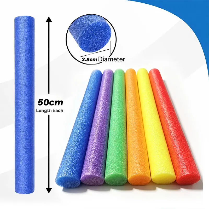 6pcs Colorful Foam Sticks EPE Foam Stick Solid Core Foam Tube Projects Swimming Training Water Exercise Beach Wedding Party