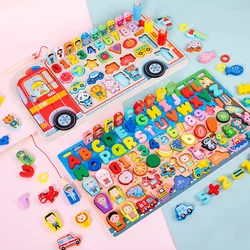 Montessori Educational Wooden Toys Preschool Children Fire Truck Busy Board Math Fishing Games Early Toys For Kids Xmas Gifts