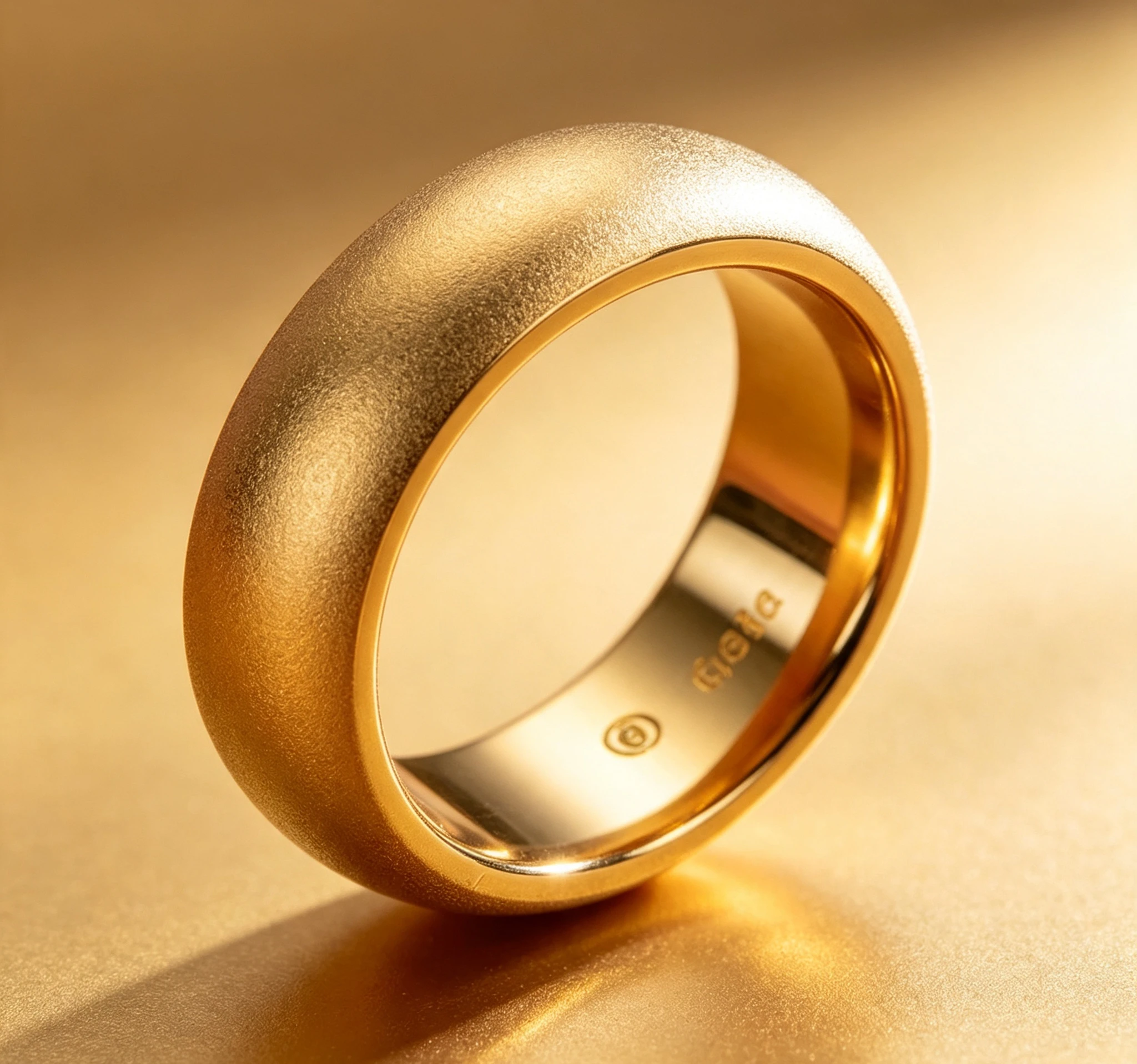Gold Outer Sand Inner Light Inheritance Ring for Men and Women Couples Sandblasting Ring Giving gifts for friends