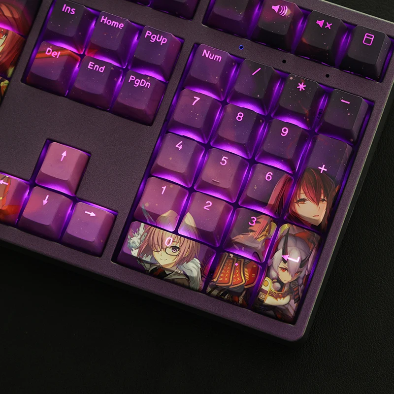 Fate/grand order 108 teclas pbt tintura sublimação keycap rgb pode transmitir luz anime keycaps para teclados de jogos mecânicos