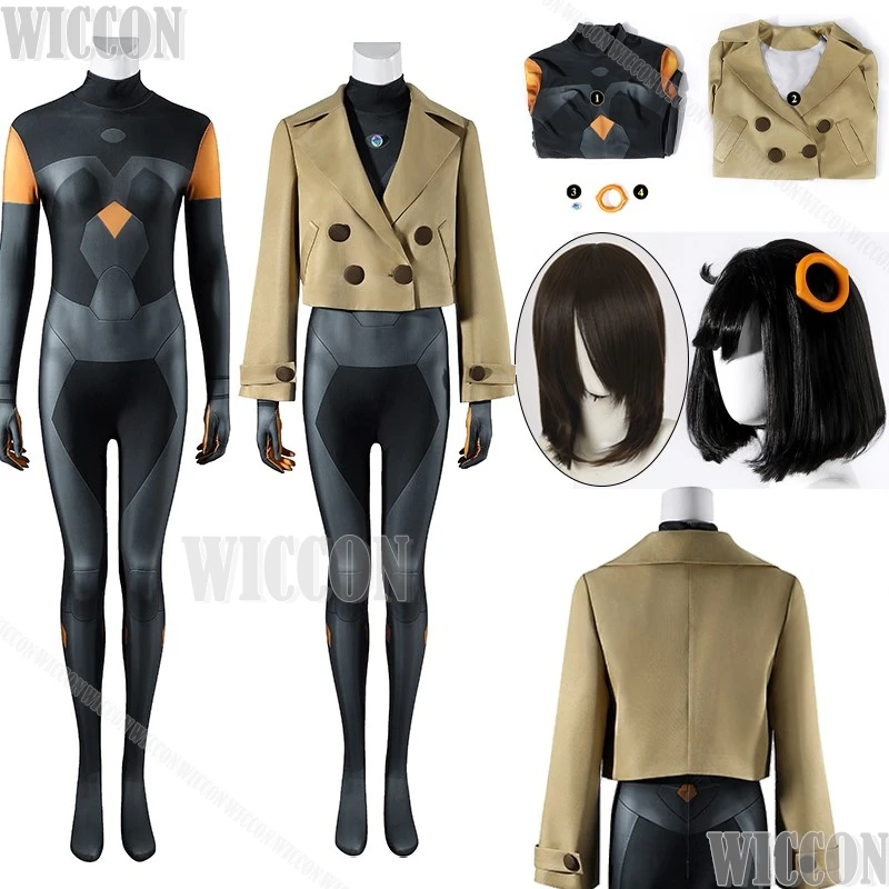 

Эмма Косплей Черный Комбинезон Коричневое Пальто Оранжевый Головной Убор Милая Девушка Черный Коричневый Парик Карнавальный Необычный Костюм Хэллоуин Вечеринка Игра Аниме