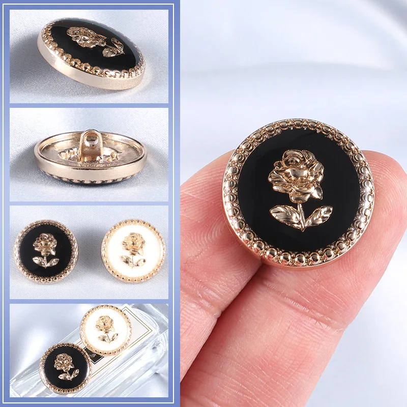 10PCS Small Perfume High-End Buttons Cashmere Vintage High-Grade Coat Women's Buttons Jumper Cardigan Gold Peplum Metal Buttons