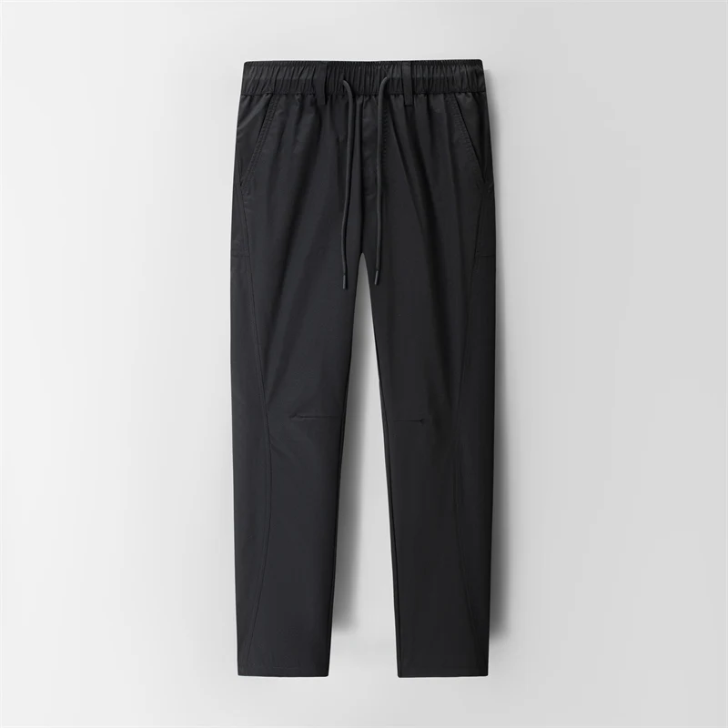 Spring Summer New Thin Fashionable Elastic Waist Versatile Loose Casual 9-Point Trousers Men'S Straight Leg Outdoor Hiking Pants