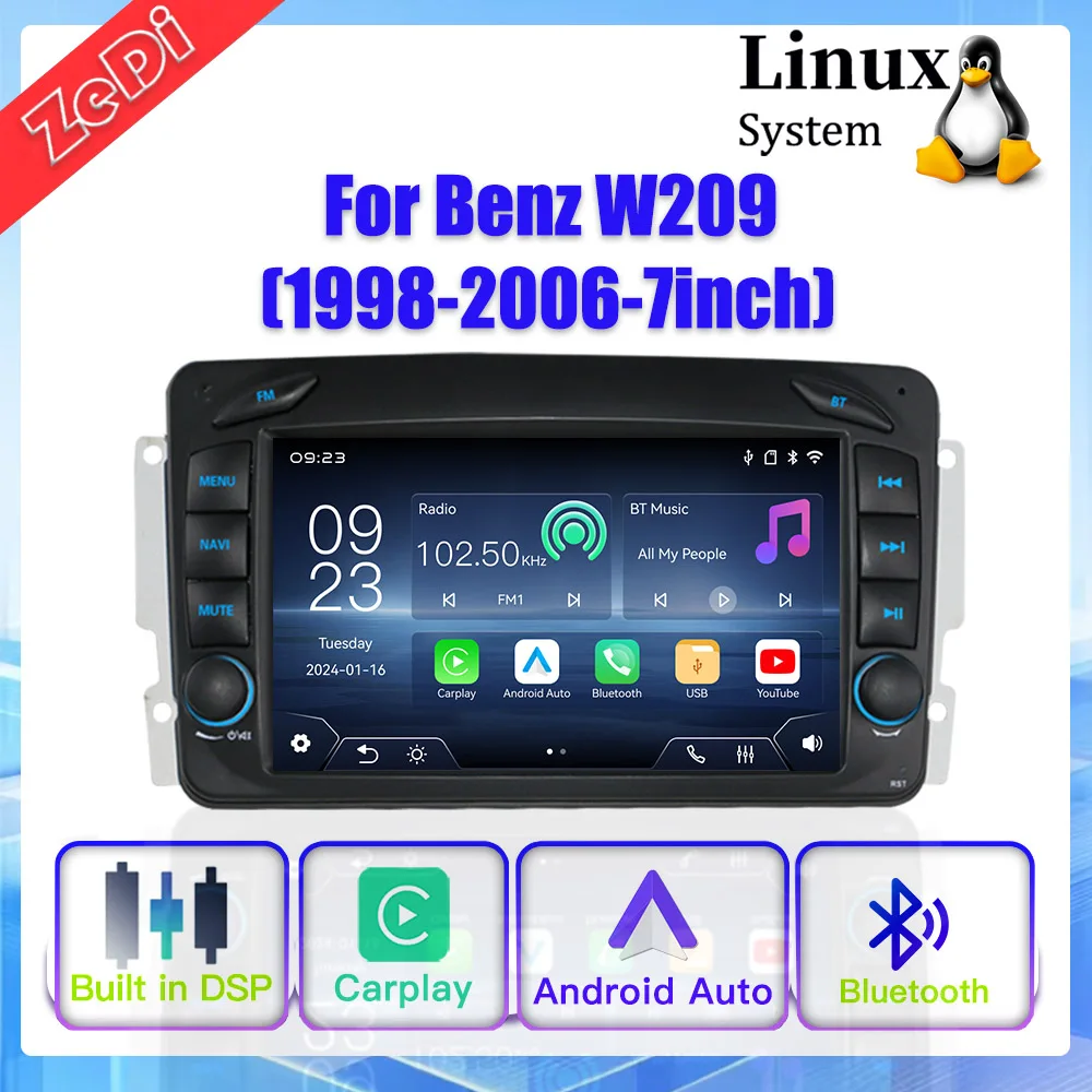 

For Benz W209[1998-2006-7inch]New Linux System Wireless CarPlay Auto Bluetooth Video Multimedia Players Cameras