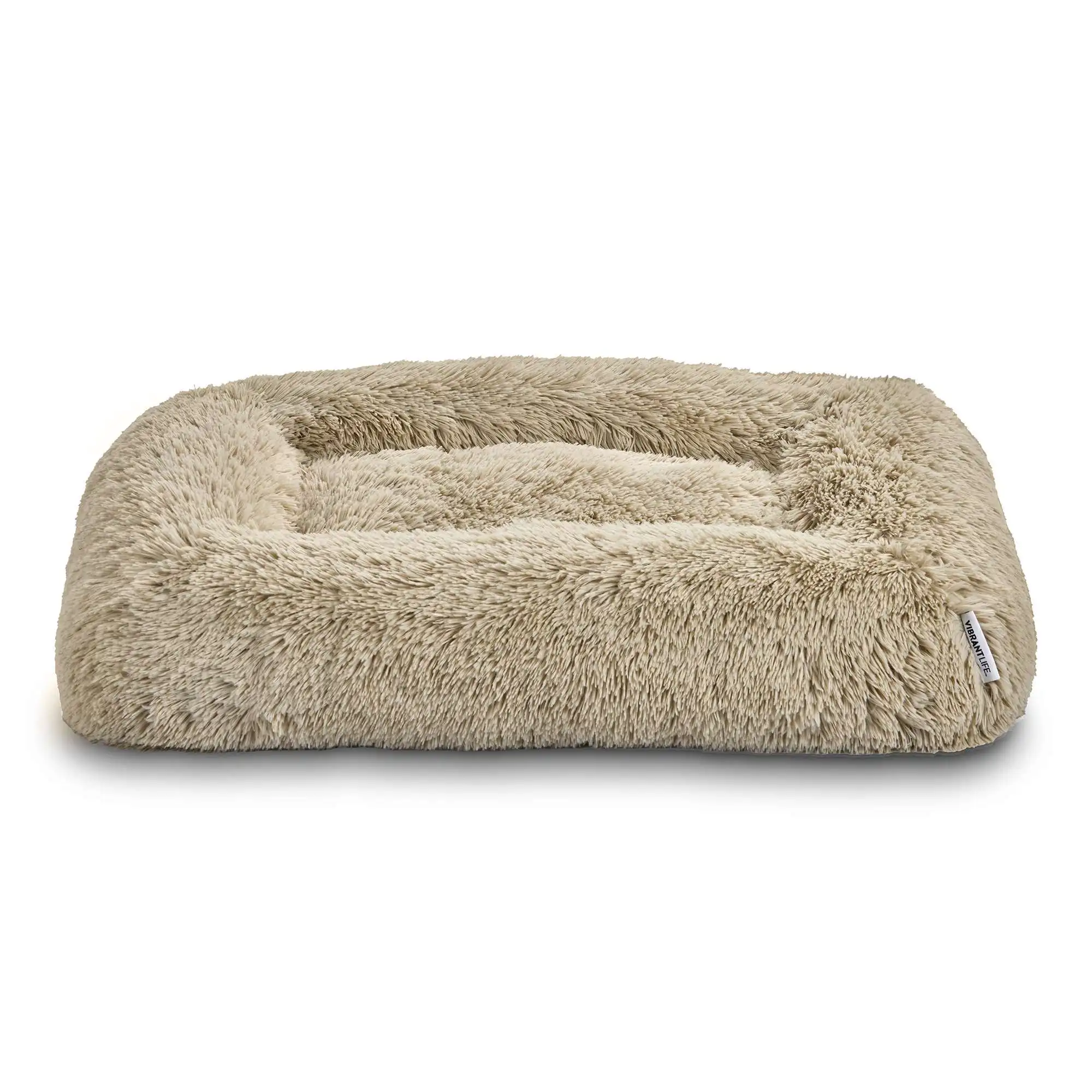 

Furry Bolster Dog Bed, Large, Oatmeal 35 X 25