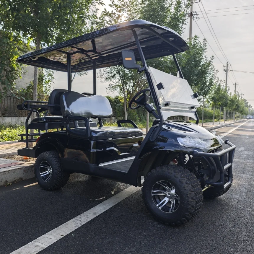 Solar Panel Powered Golf Cart 4+2 Seats Electric Golf Cart 7000W AC System MacPherson Suspension New Energy Four-Wheel Vehicle