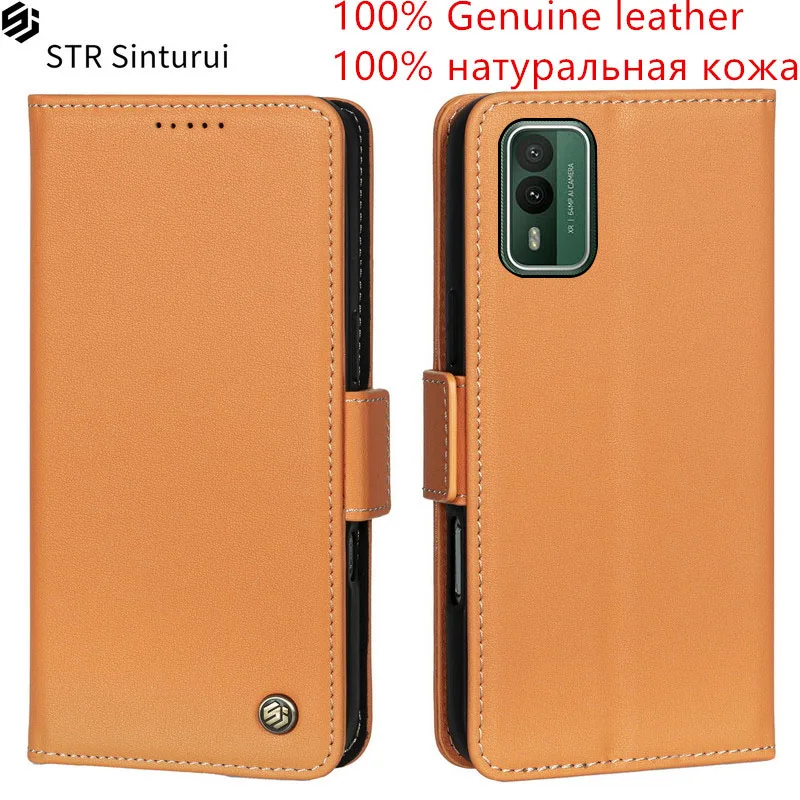 

STR Genuine Nappa grain leather card Slot Wallet Cover For Nokia XR21 X100 X20 G400 G300 G100 G50 G60 C31 C300 phone Case