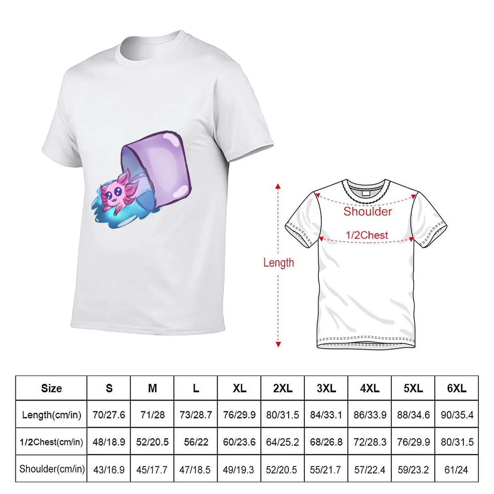 Axolotl Water Bucket T-Shirt Non-Shrink Basic Cotton T-Shirt