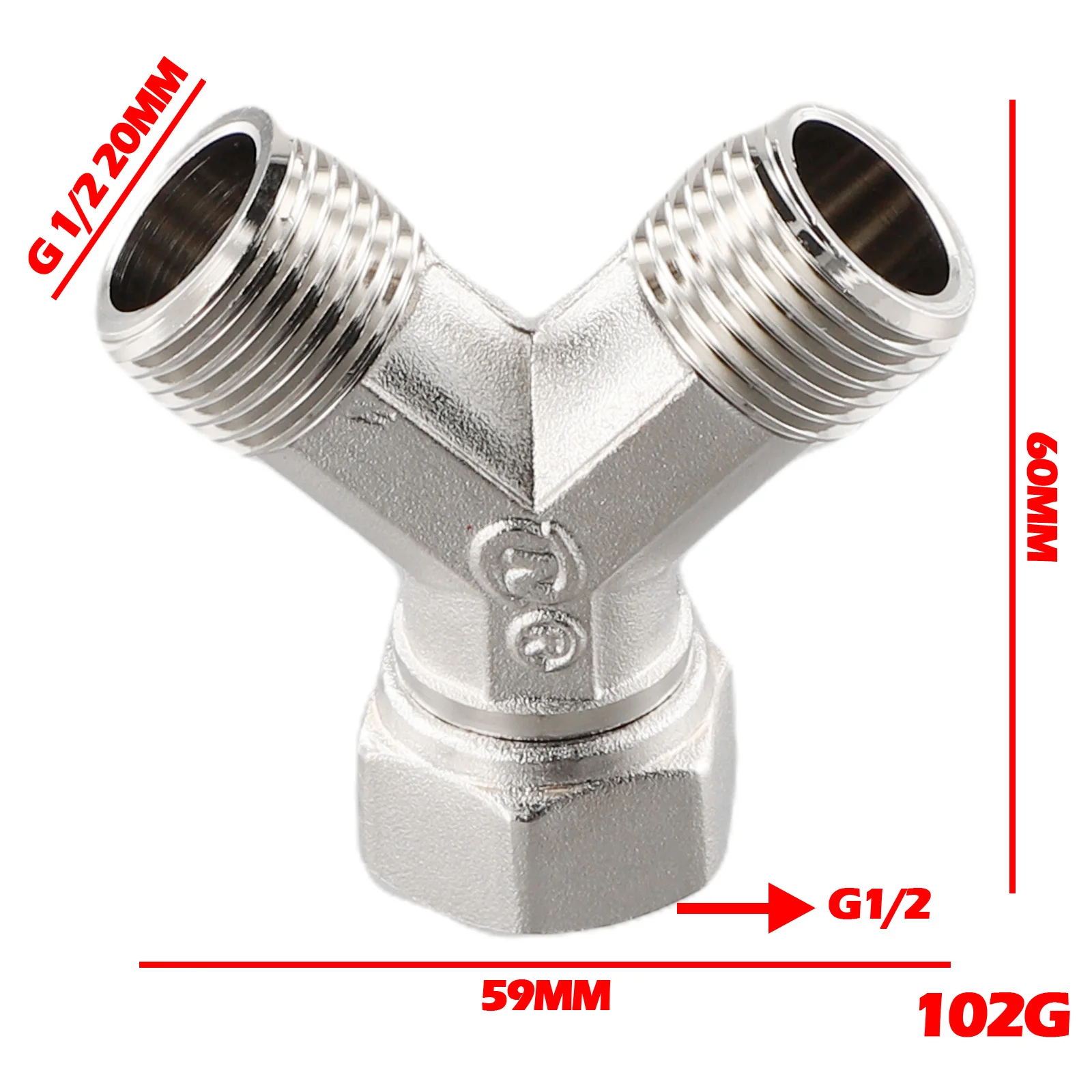 1Pc Copper Y Splitter Plumbing Connector for Washing Machine and Dishwasher 1/2 inch Pipe Tap Adapter Long Lasting