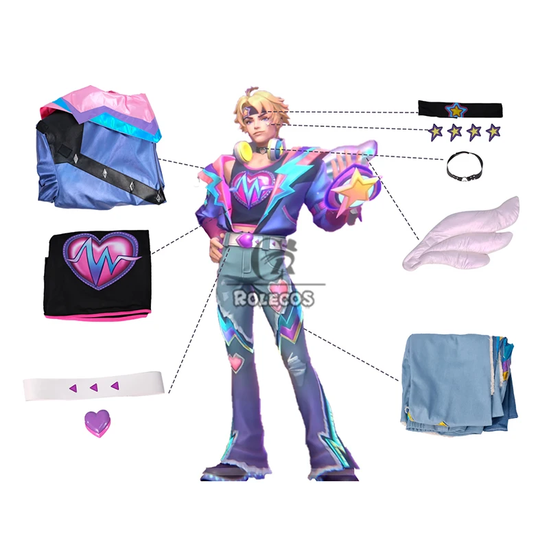 КосплейROLECOS Ezreal Косплей Костюм Игра Lovestruck Ezreal Мужчины День святого Валентина Новая кожа Хэллоуин Вечеринка Наряд Полный комплект Костюм