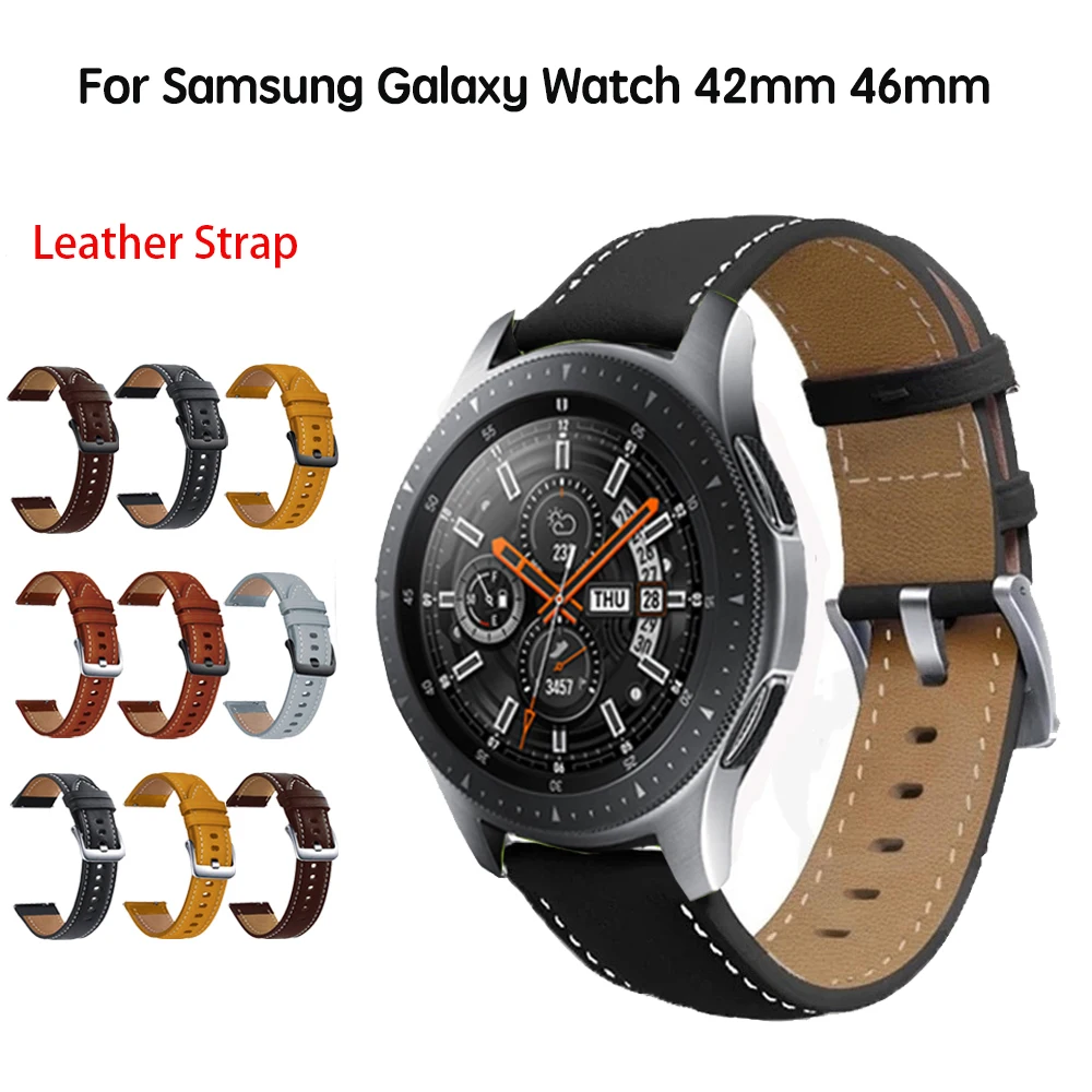 20mm 22mm Leather Watch Strap For Samsung Galaxy 42mm 46mm Replacement Bracelet For Samsung Gear S2 S3/Galaxy Active 1 2 Band