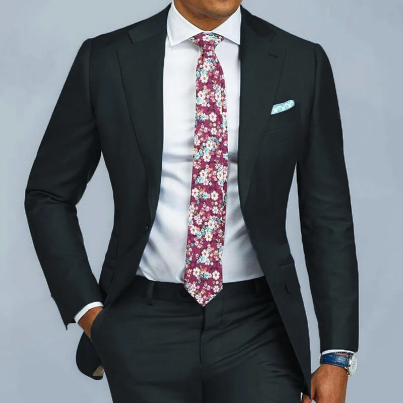 Blue Wedding Tuxedo for Groomsmen  Formal Men Suits Slim Fit with Notched Lapel 2 Piece Male Fashion Costume Jacket with Pants