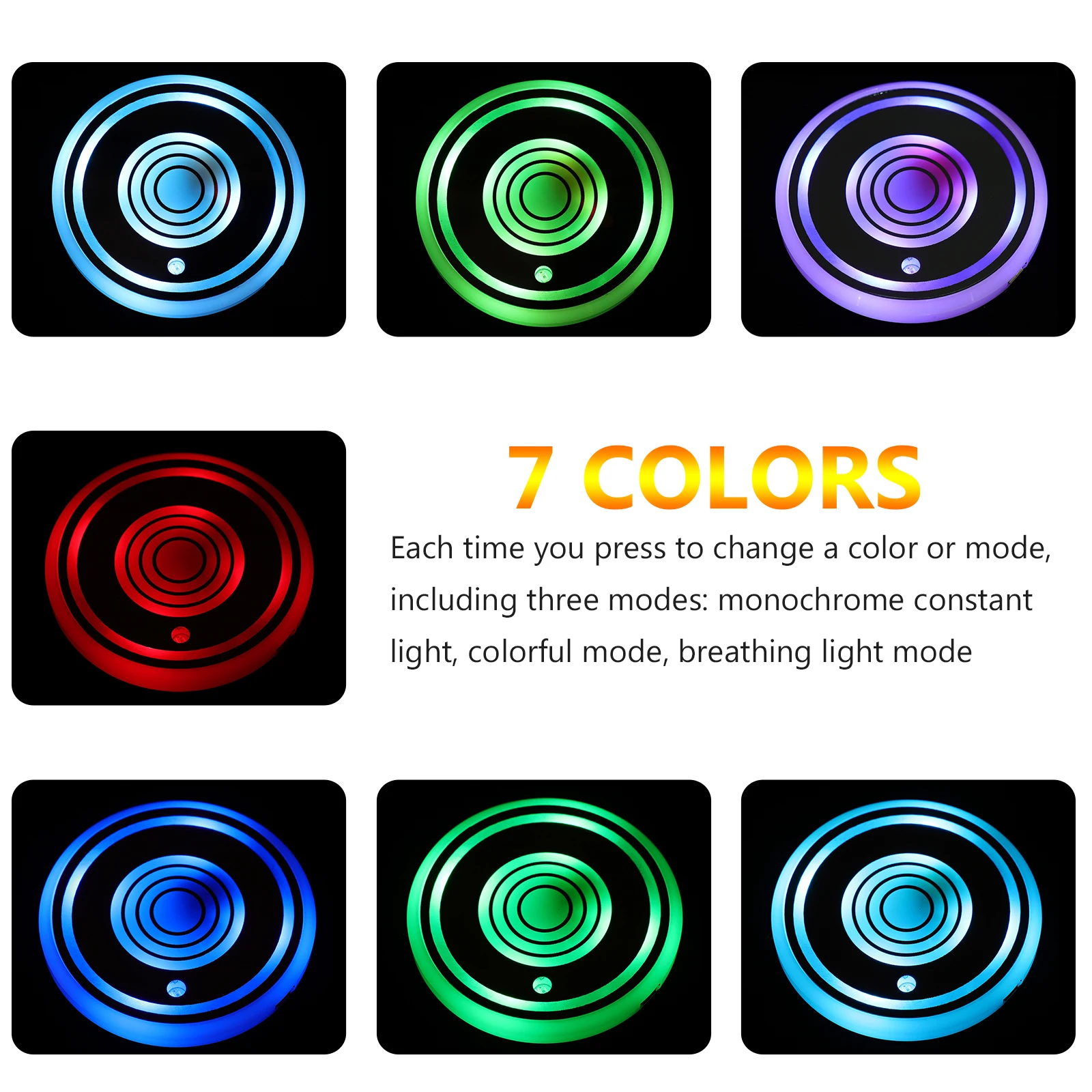 

For USB Holder Lights Cup Mat Colorful Lights Acrylic Led Cup Mat Car Coaster Interior Car Decor Coaster
