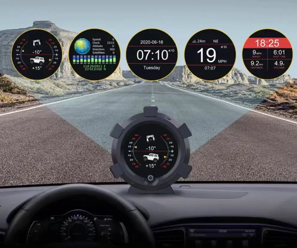 مقياس الميل الرقمي متعدد الوظائف للسيارة GPS زاوية السرعة المنحدر متر للمركبات على الطرق الوعرة لسوزوكي جيمي 2019 +