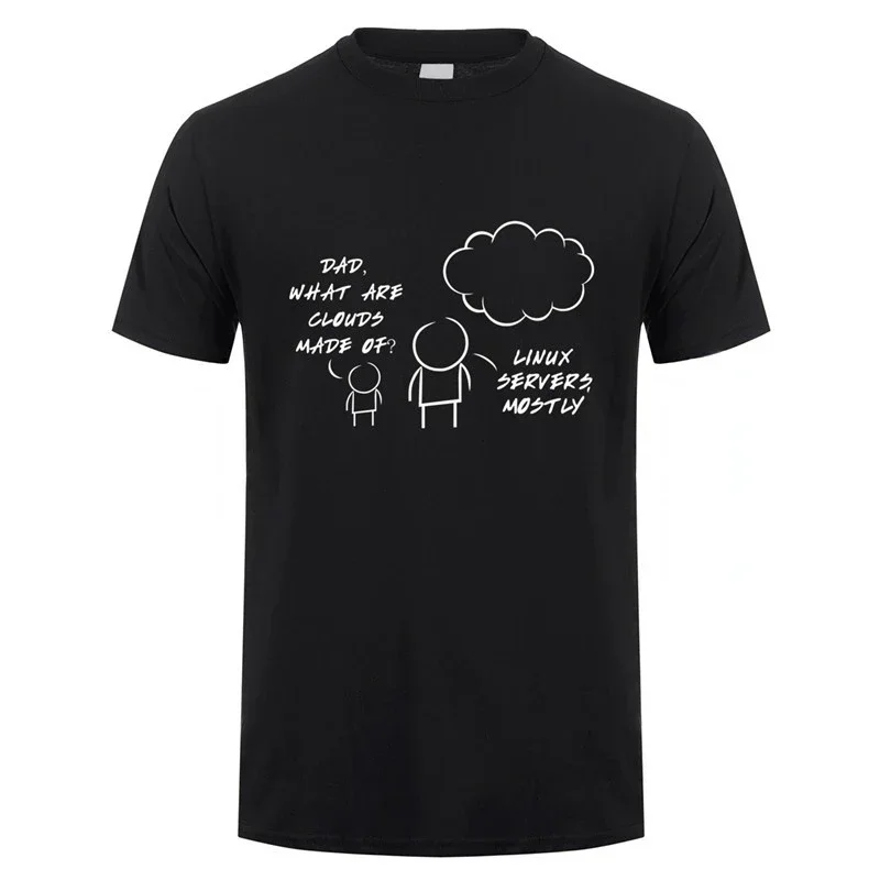 Computer Programmer Tshirt Funny Linux Servers Mostly Cloud TShirt Summer Casual O Neck Tees Oversized T Shirt Roupas Masculinas