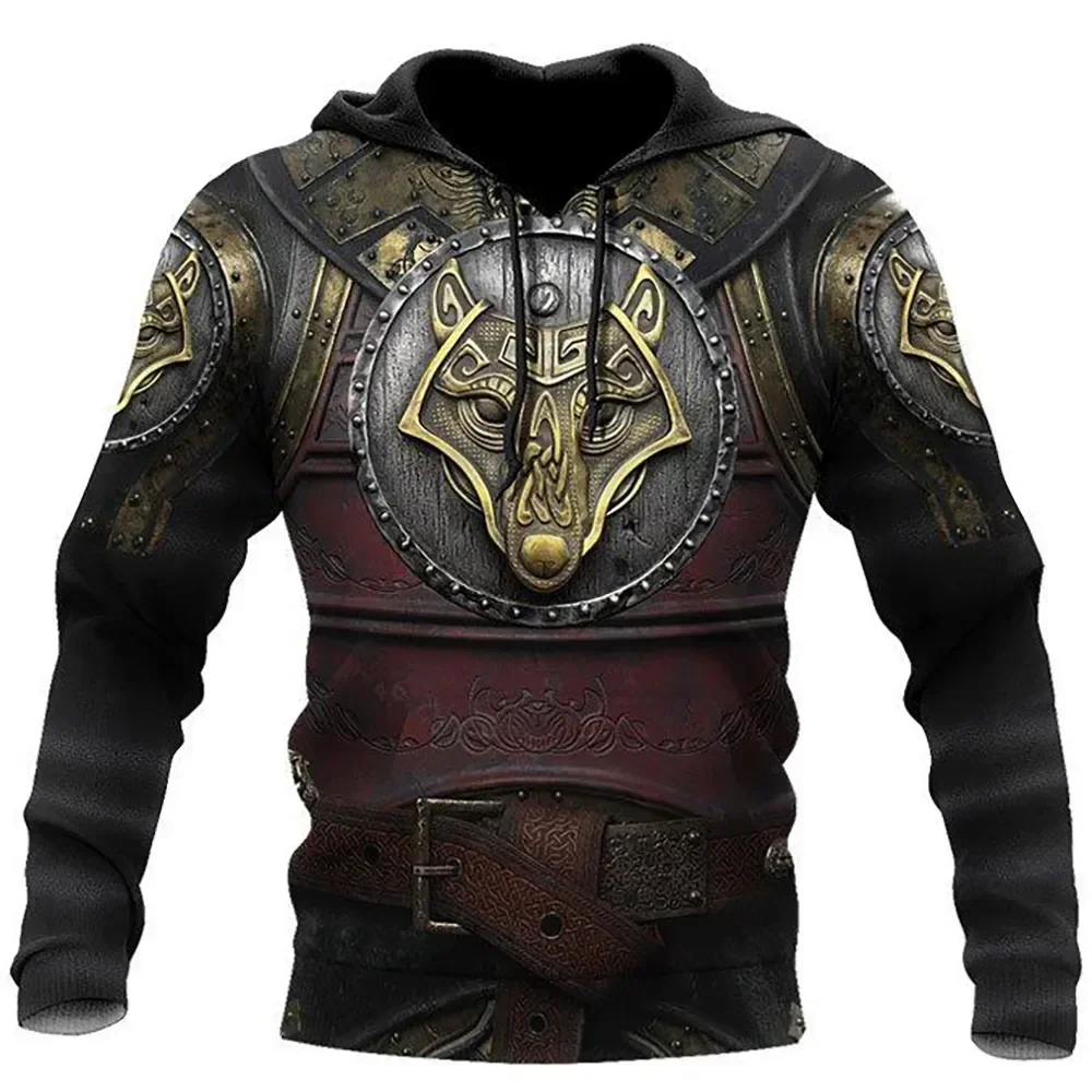 2023 New Autumn Men\'s Hoodie Wolf Print 3D Sweatshirts Urban Trendy All-Match Oversized Tops Poleron Hooded Clothes Men Clothing