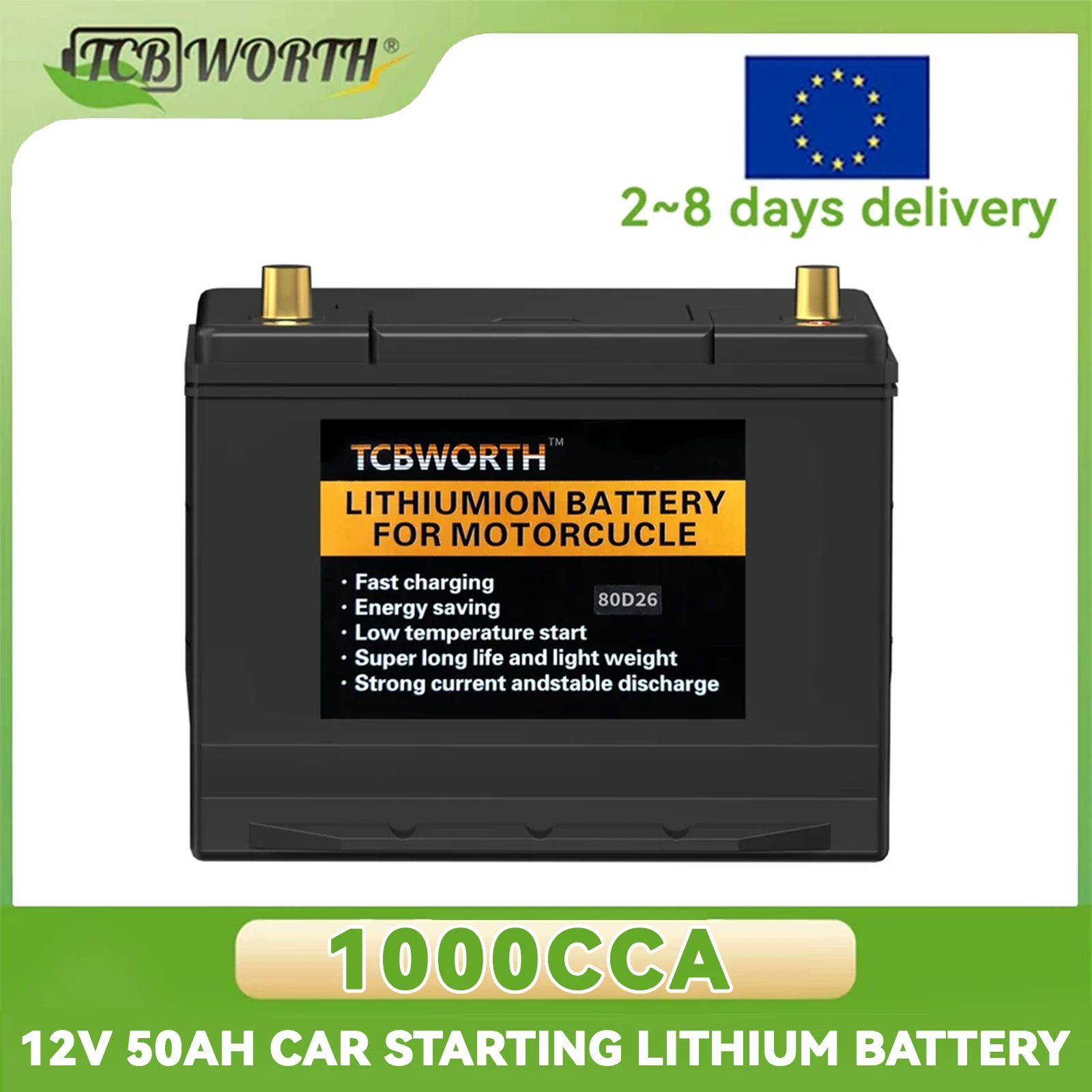 12V 50AH 1000CCA Auto-Lithium-Starterbatterie – hohe Leistung, lange Lebensdauer für Autos, LKWs, schneller Start und tragbar