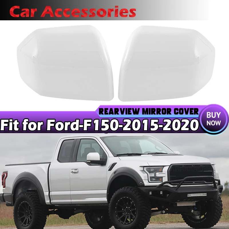 1 Pair Car Rearview Mirror Cover Housing For Ford F150 F-150 2015-2020 Side Door Wing Mirror Case Trim Car Exterior Accessories