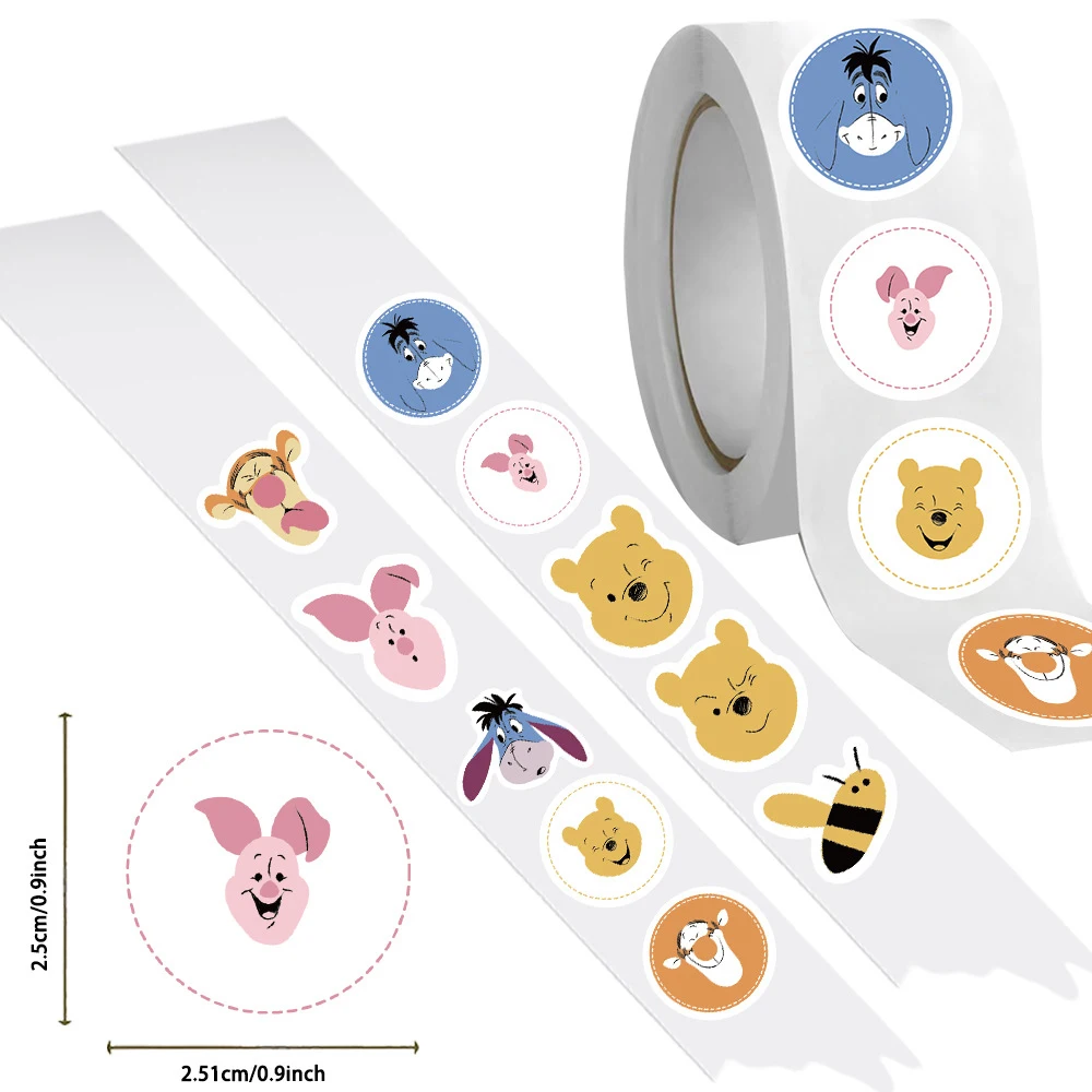 500pcs/Roll Kawaii Disney Cartoon Winnie the Pooh Sealing Stickers DIY Stationery Fridge Suitcase Piglet Tigger Sticker Toys