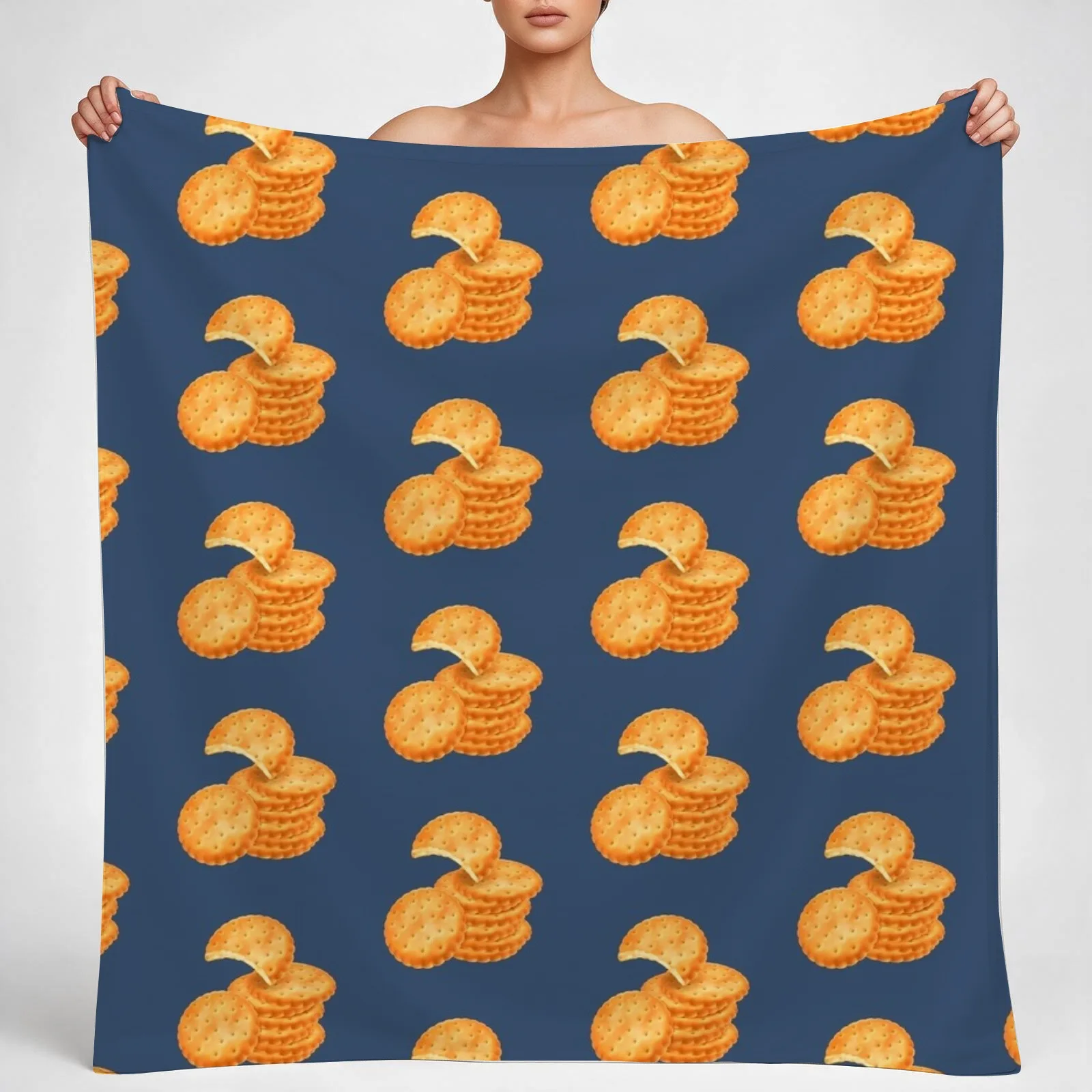 Stack of Round Crackers Throw Blanket couch cozy soft plush fuzzy picnic outdoor blanket