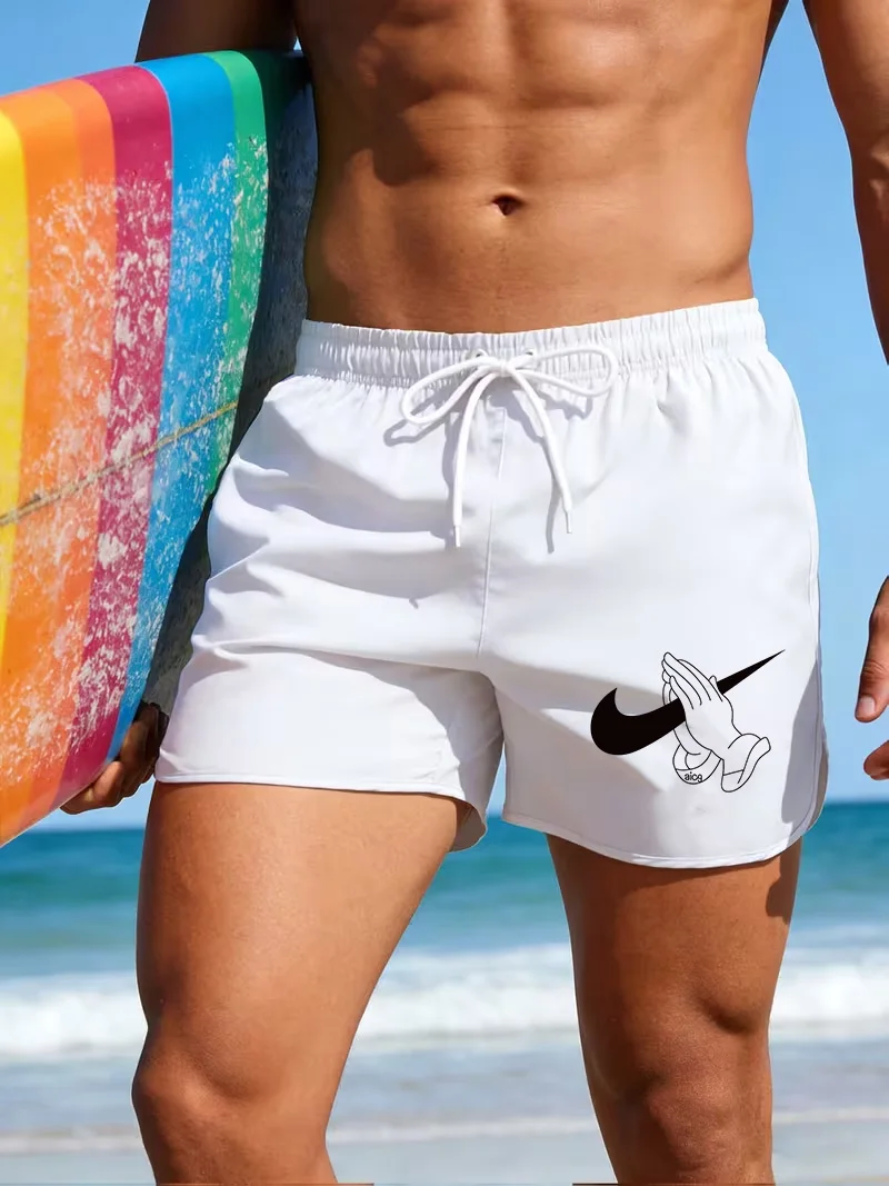 Popular men's beach shorts with adjustable waist and pockets - multi color matching, suitable for water sports and beach parties