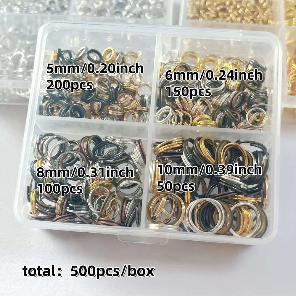 500/690pcs Ferroalloy Double Loop Open Rings for DIY