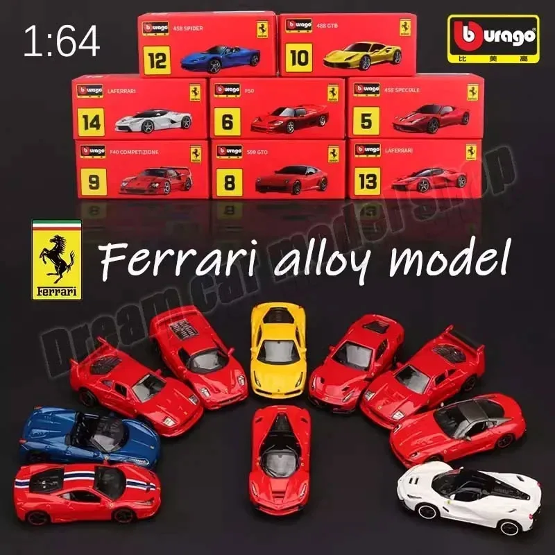 

1:64 Bburago Ferrari MONZA SP1,LAFERRARI,488GTB, F12 Tdf,F40,F50,ENZO FERRARI,SF90 Die-Cast Model Car Collection Toy Car Gifts