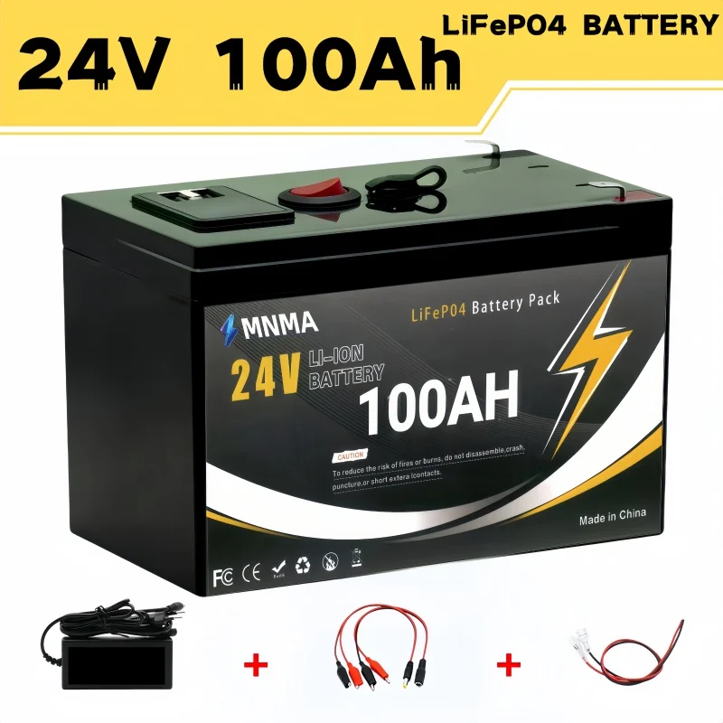 

NEW 24V 100Ah LiFePO4 Battery, Built-in 200A BMS, 8000+ Cycles, Perfect for RV/Camper, Solar, Marine, Overland/Van, Off-Grid