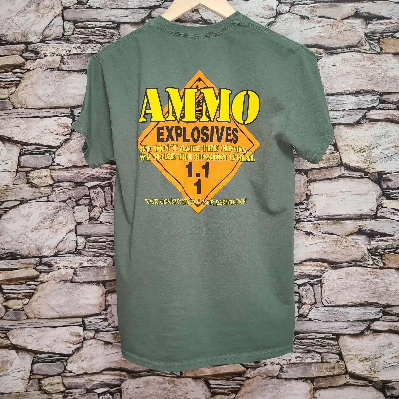 Two Sides Graphic T-Shirt Green Ammo Mission Construction Premium Cotton Short Sleeve O-Neck Mens T Shirt New