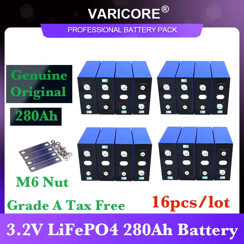 

16pcs Grade A 3.2V 280Ah lifepo4 batteries DIY 12V 24v 280AH Rechargeable battery pack for Electric car RV Solar Energy TAX FREE