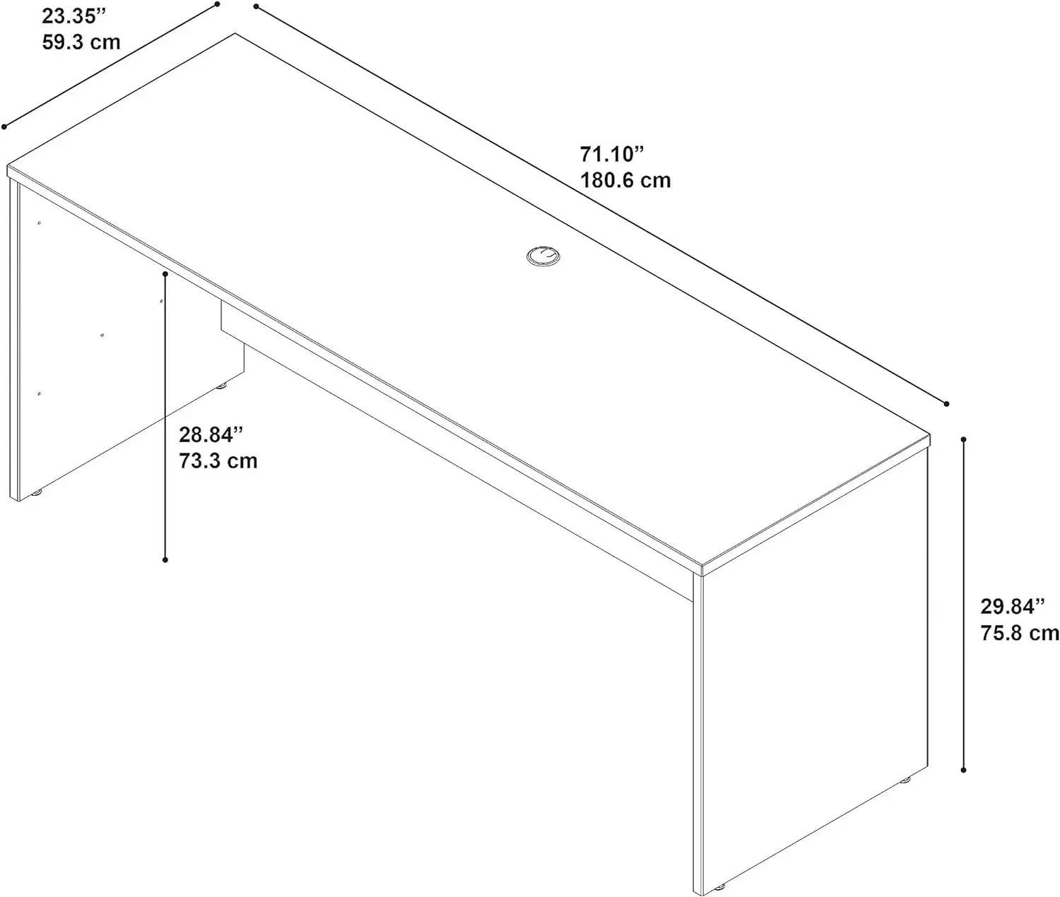 سلسلة كبيرة من مكتب C Credenza ، طاولة كمبيوتر للمنزل والمكتب المهني ، 72W x 24D ، الكرز Anderson