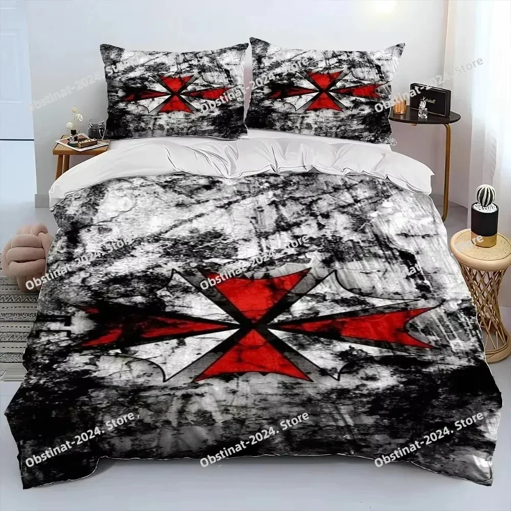 

3D Corporation Red Umbrella Bedding Set Printed single Comforter Quilt Bed Duvet Cover Pillow Case 3 Pieces Sets Kids Adult Size