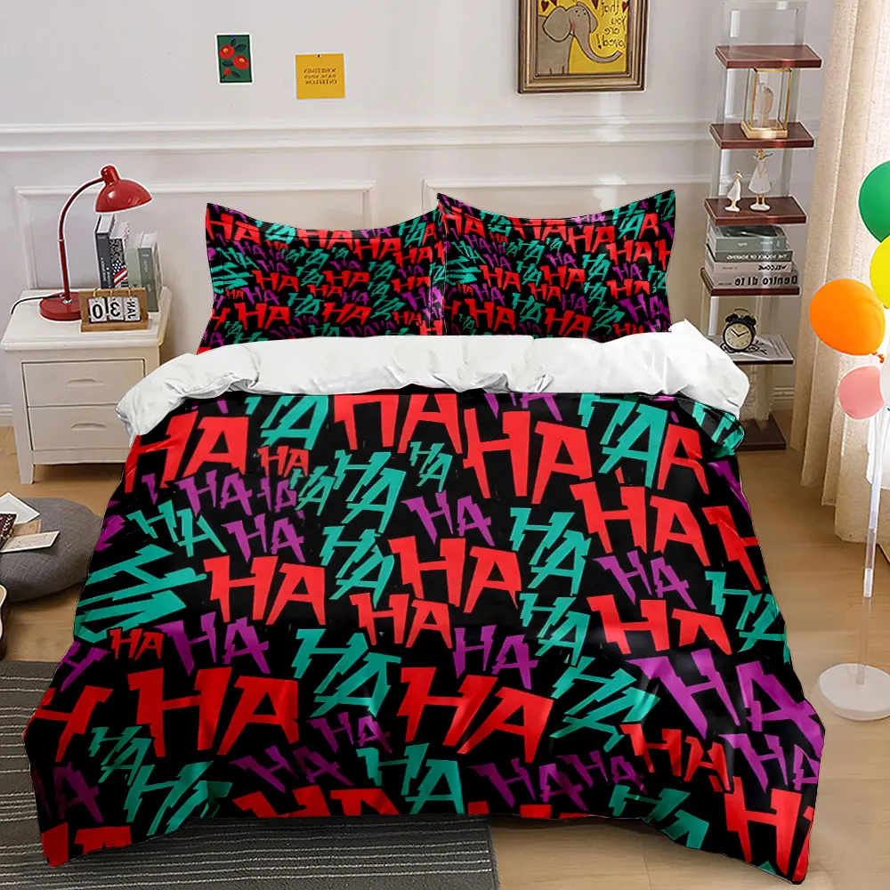 

Colorful "HA" Text Graffiti Background Duvet Cover Set with 3D Printing Design Soft Polyester Bedding Set All-Season Comfort